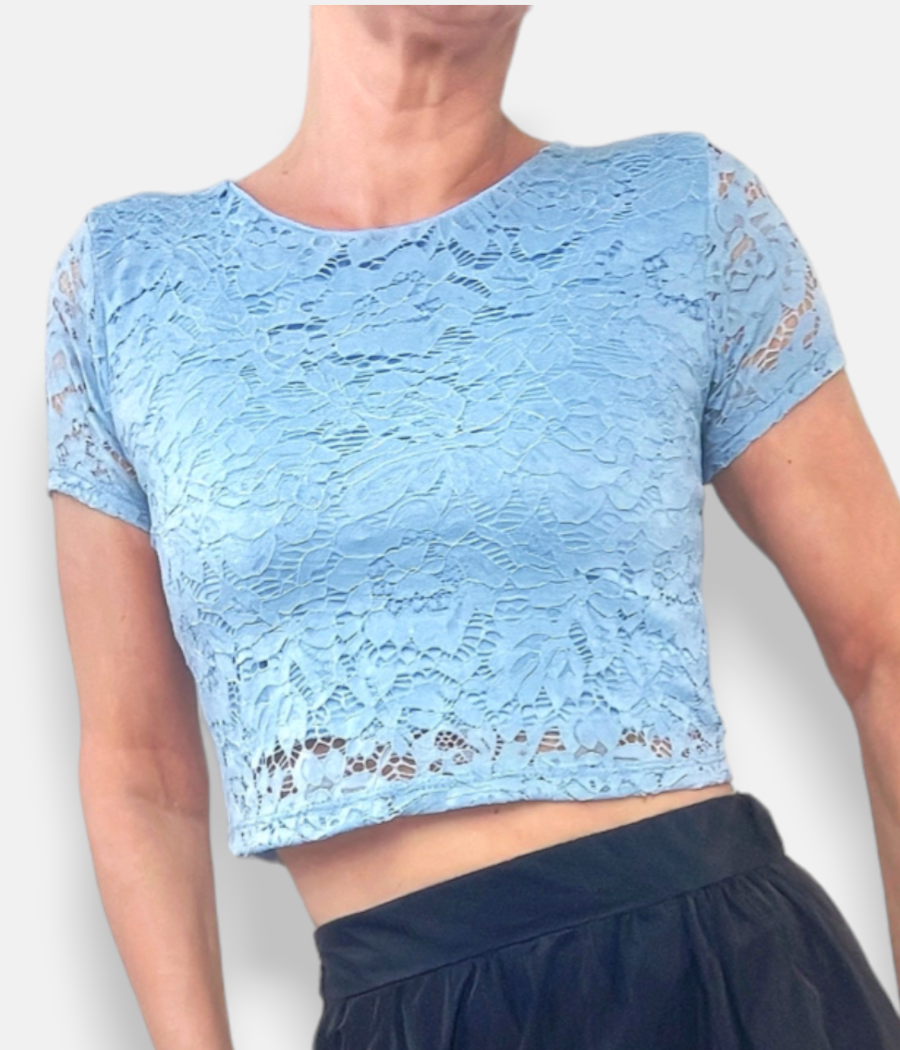 maglia crop in pizzo